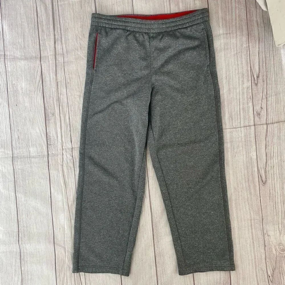 Tek gear boys youth M 10-12 pull on athletic pants grey and red